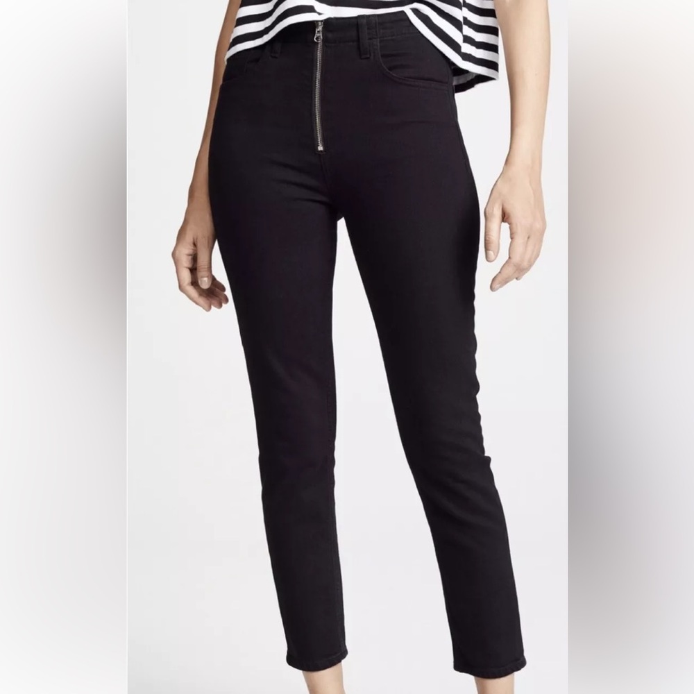 AGOLDE Nico front zip cropped black high rise jeans size 27